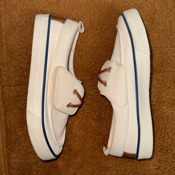 Gymboree Toddler Canvas Slip-On Boat Shoes Size 2 – Cream & Tan - Picture 7 of 10